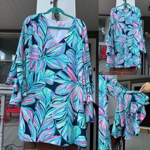 LILLY PULITZER Rosalia Bell Sleeve Dress | “High Tide Dancing Lady” (Size 8)